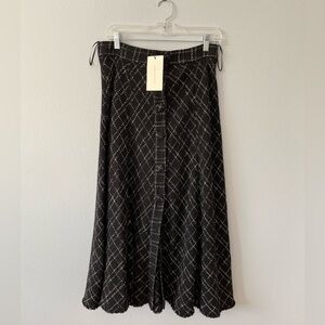 Zara Black and White Tweed Flowy A-Line Skirt